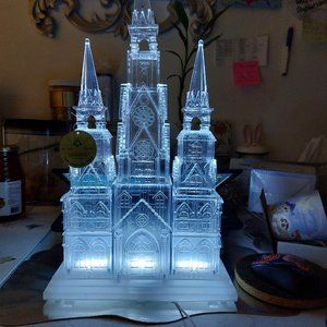 Christmas Tabletop Decor LED Lighted Acrylic Christmas Cathedral Church Battery